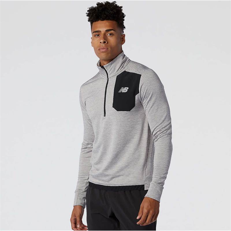 New Balance Mens Impact Run Grid Back Half Zip Top-1